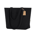 Sac fourre tout noir en coton 300g/m2 avec poche extérieure Mulon