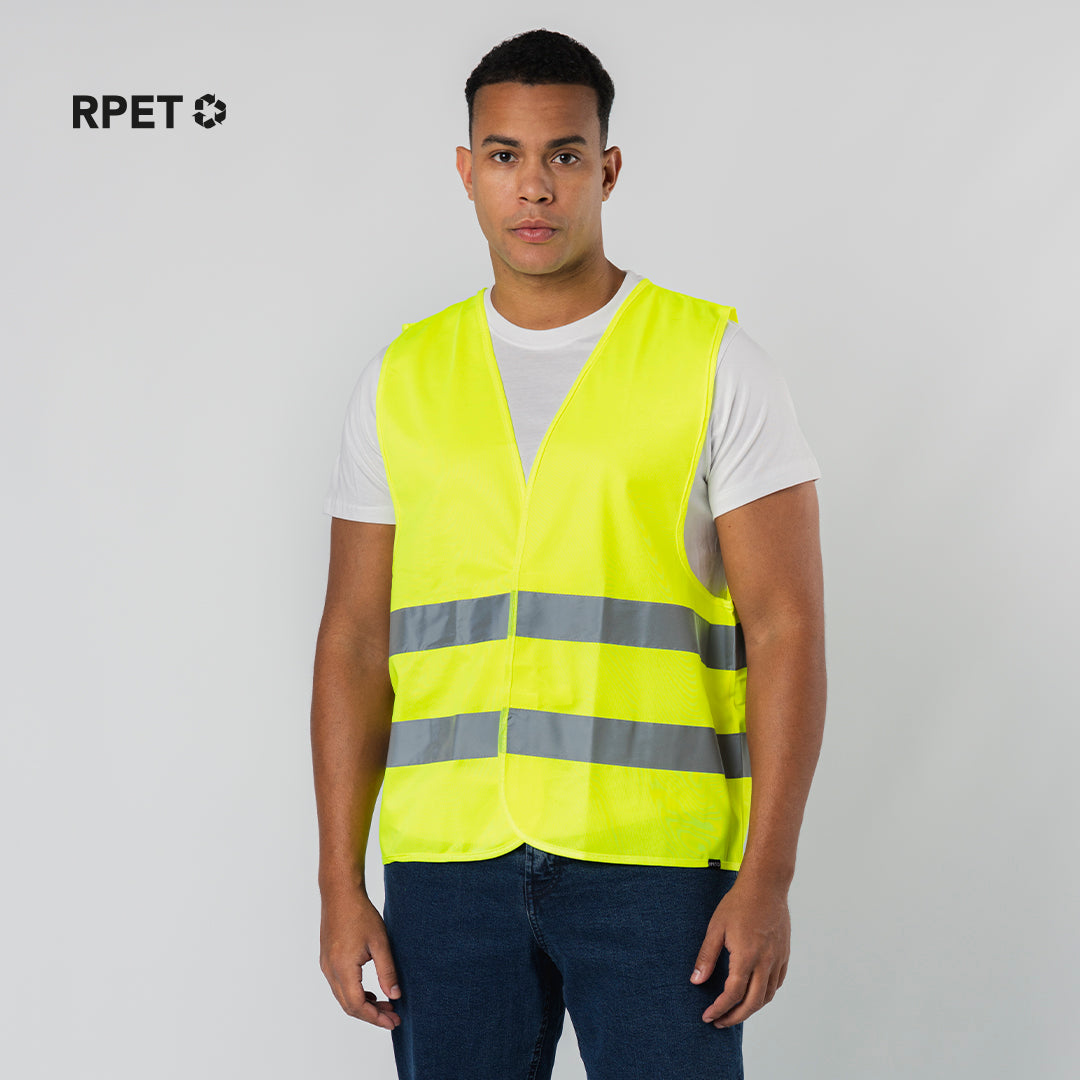 Gilet réfléchissant haute visibilité, homologué selon le norme de sécurité CE : ISO 20471 Safrox