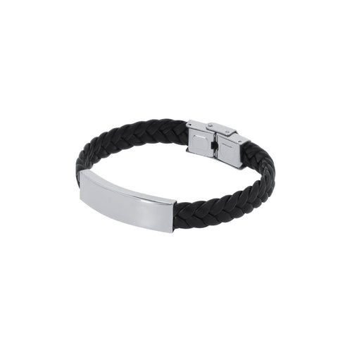 Bracelet en simili cuir noir Mubark