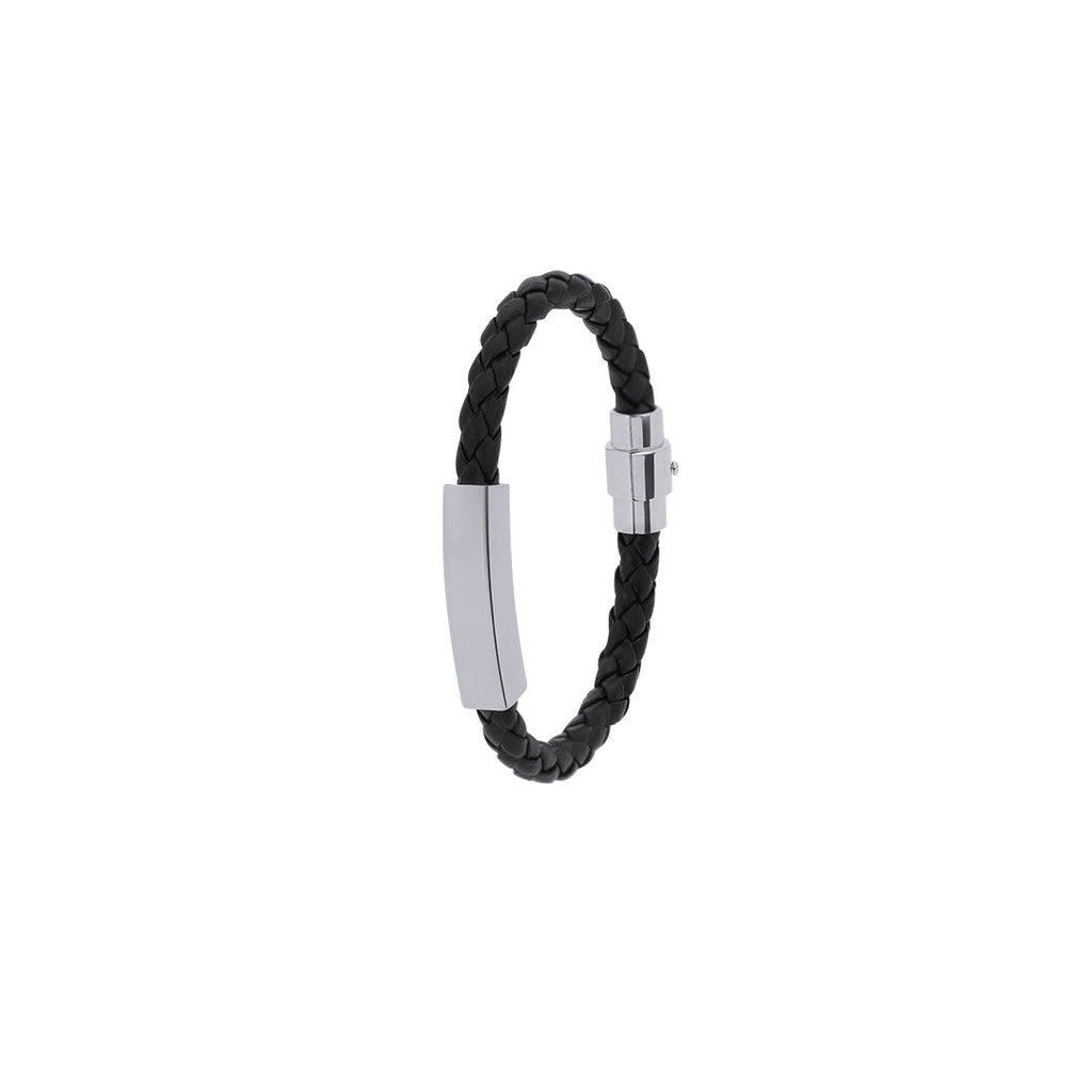 Bracelet en simili cuir noir Karasef
