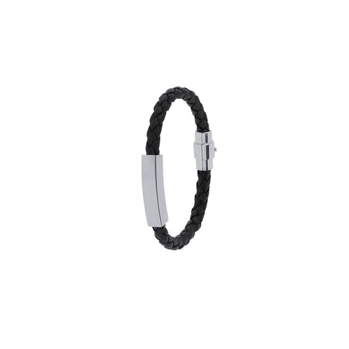 Bracelet en simili cuir noir Karasef