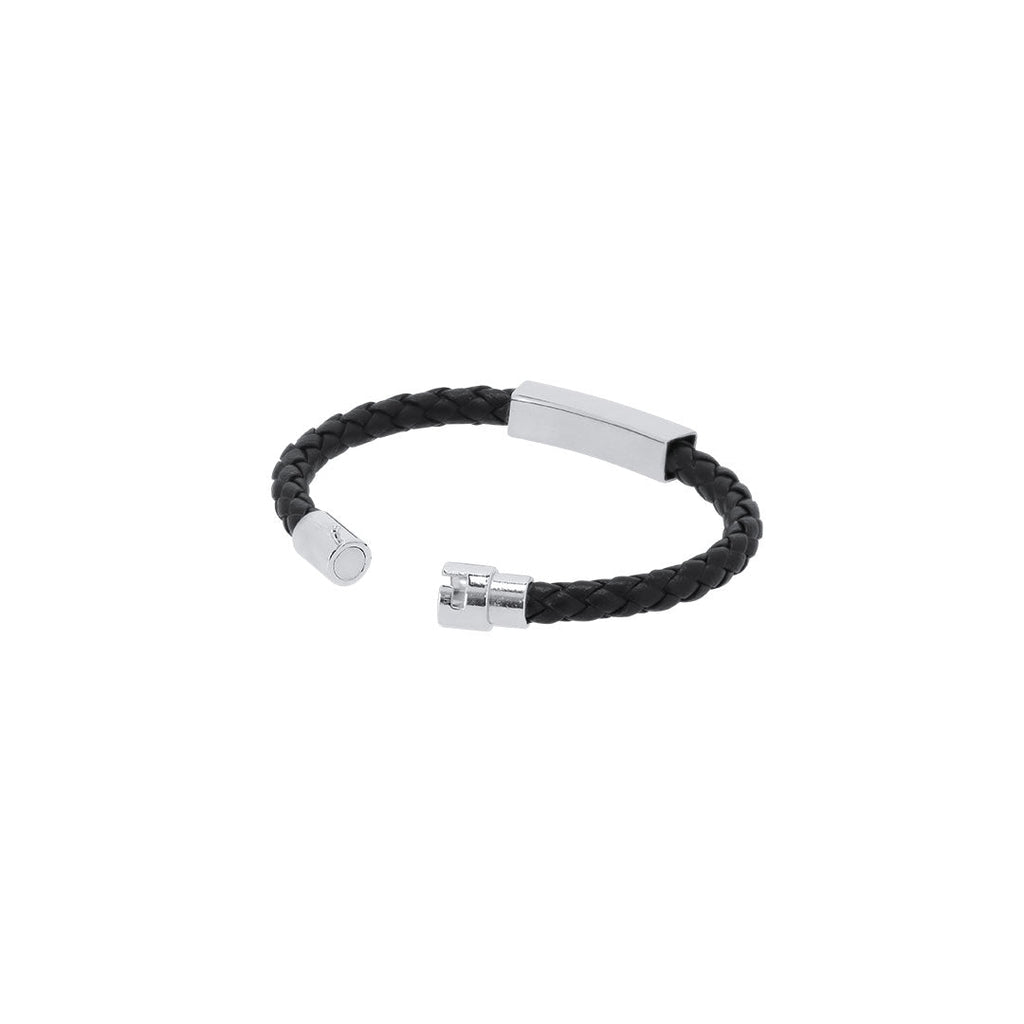 Bracelet en simili cuir noir Karasef