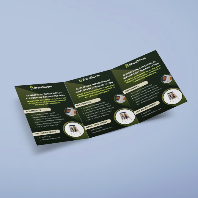 Dépliant A5 accordéon - 3 volets - 135g brillant